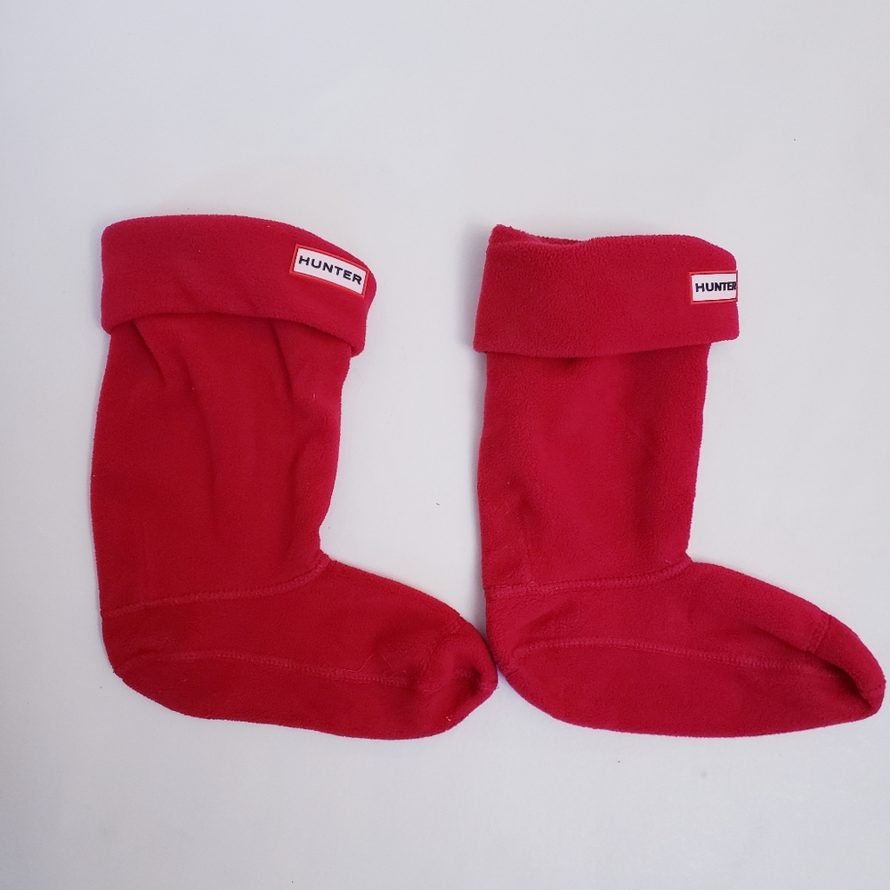 Hunter Boots Youth Red Fleece Boot Socks, Size L